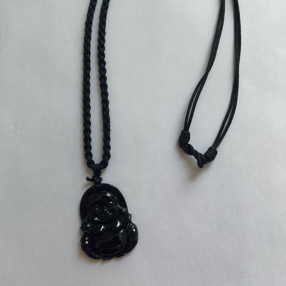 Black Buddha Pendant Necklace